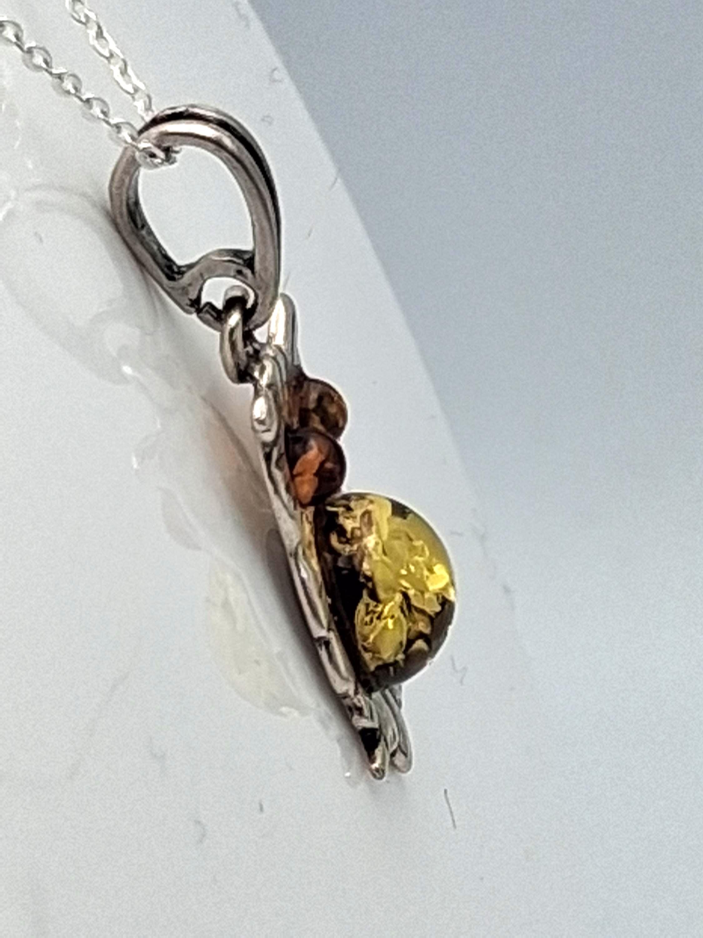 Bernstein EulenAnhänger Eule 925 Sterling Silber Bernstein | Designer Tier Schmuck Kettenanhänger | 3,7 cm