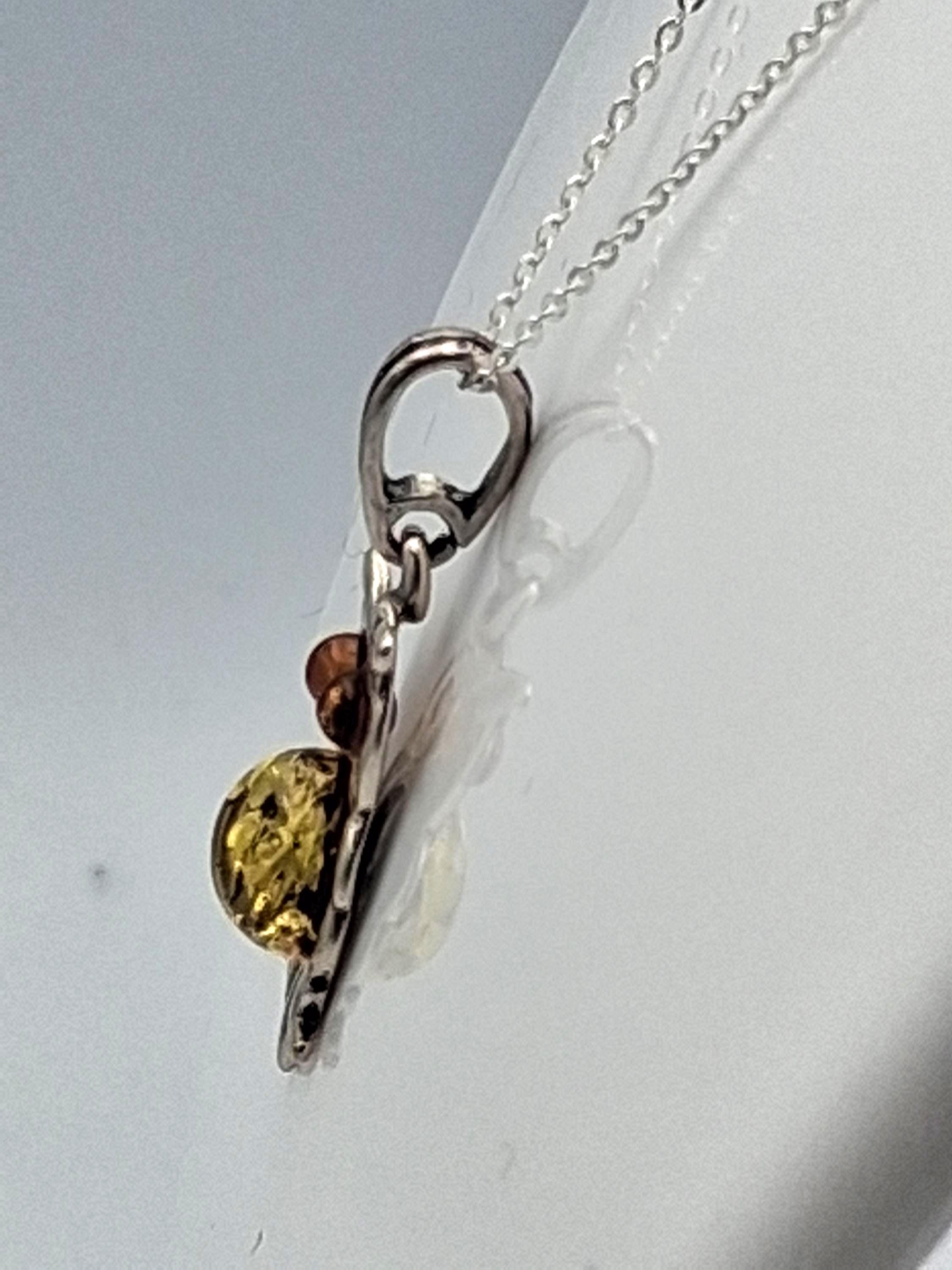 Bernstein EulenAnhänger Eule 925 Sterling Silber Bernstein | Designer Tier Schmuck Kettenanhänger | 3,7 cm