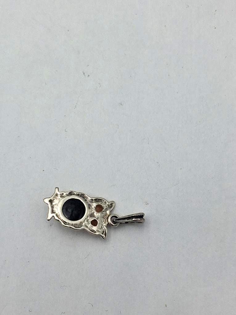 Bernstein EulenAnhänger Eule 925 Sterling Silber Bernstein | Designer Tier Schmuck Kettenanhänger | 3,7 cm