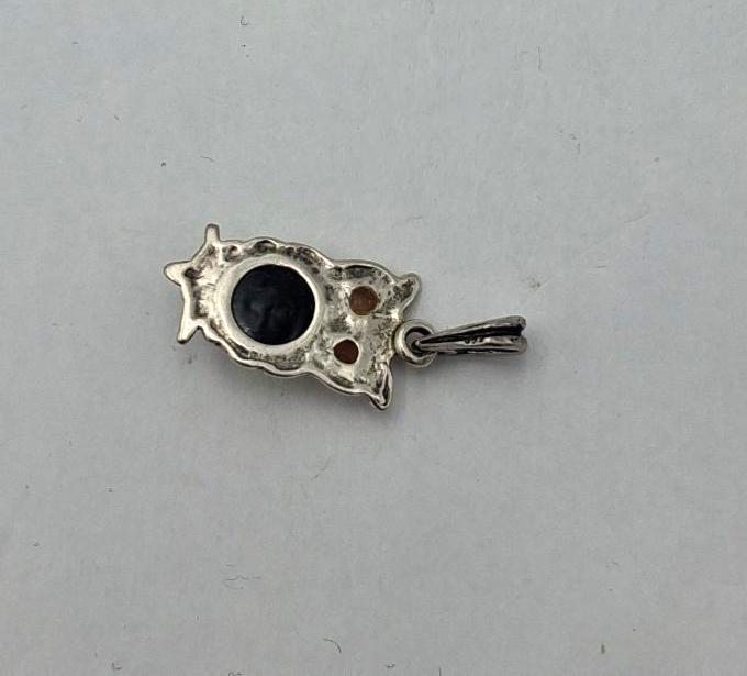 Bernstein EulenAnhänger Eule 925 Sterling Silber Bernstein | Designer Tier Schmuck Kettenanhänger | 3,7 cm