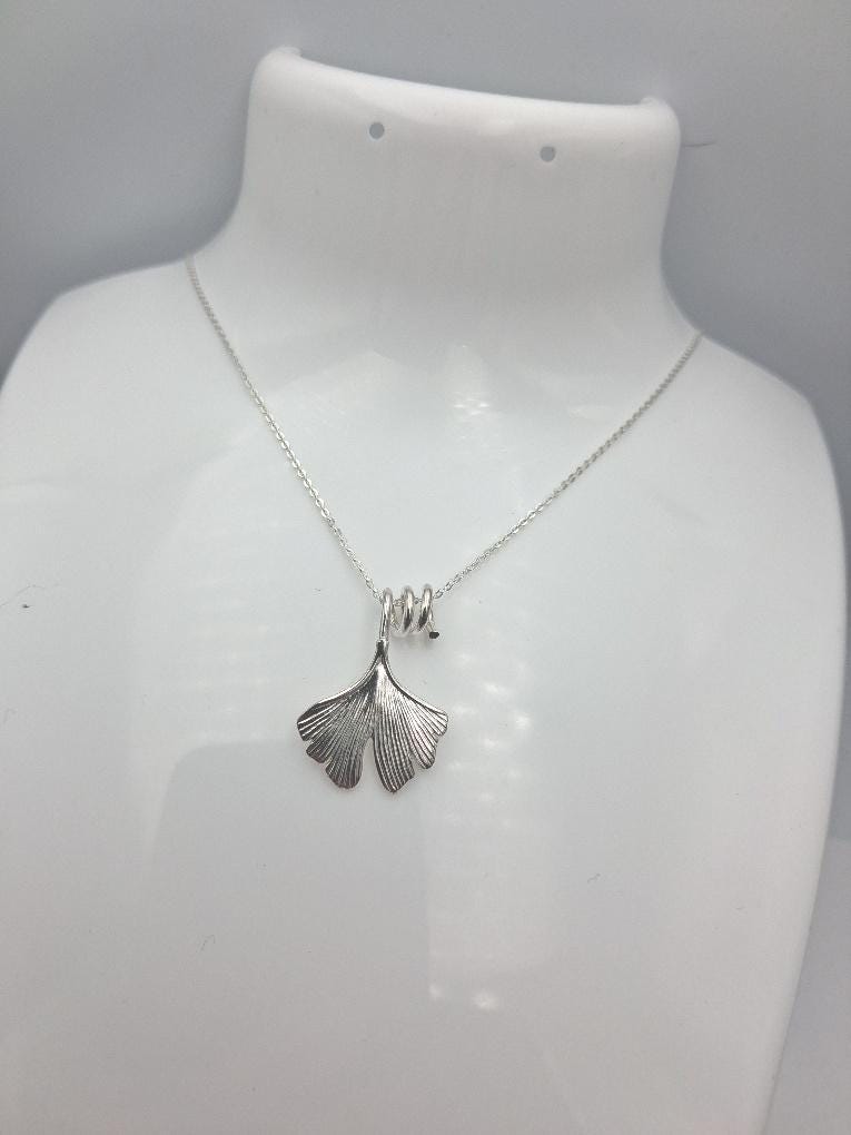 Anhänger Ginkgoblatt 925 Silber Collier Kette Ginkgo Blatt Top Edel