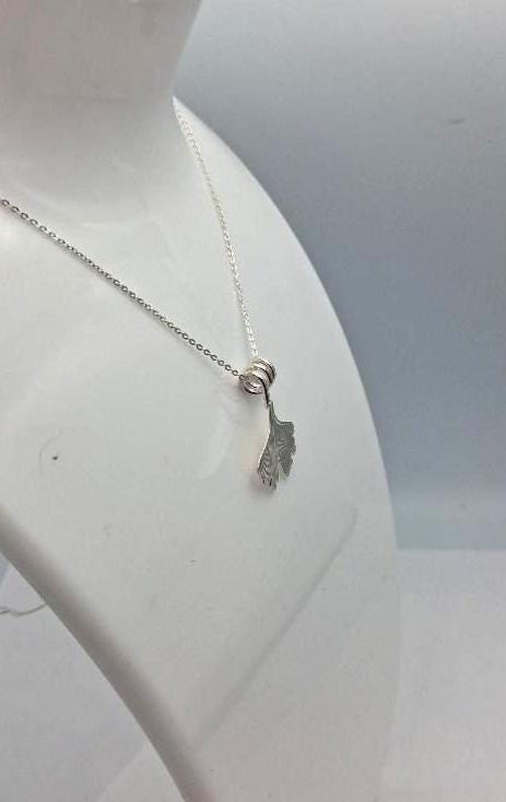 Anhänger Ginkgoblatt 925 Silber Collier Kette Ginkgo Blatt Top Edel