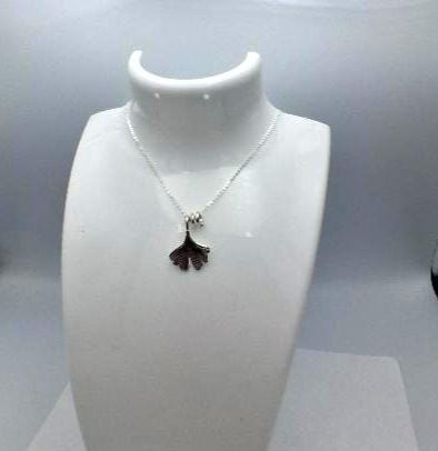 Anhänger Ginkgoblatt 925 Silber Collier Kette Ginkgo Blatt Top Edel