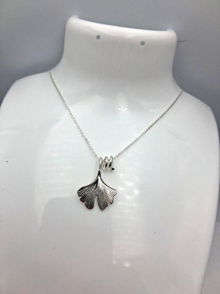 Anhänger Ginkgoblatt 925 Silber Collier Kette Ginkgo Blatt Top Edel