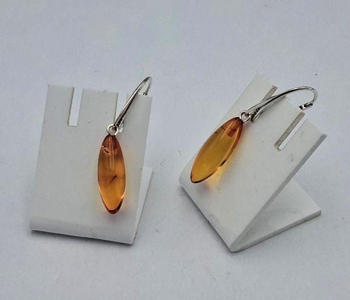 Elegante Ohrhänger mit echtem Baltischem Bernstein und Sterling Silber (925)