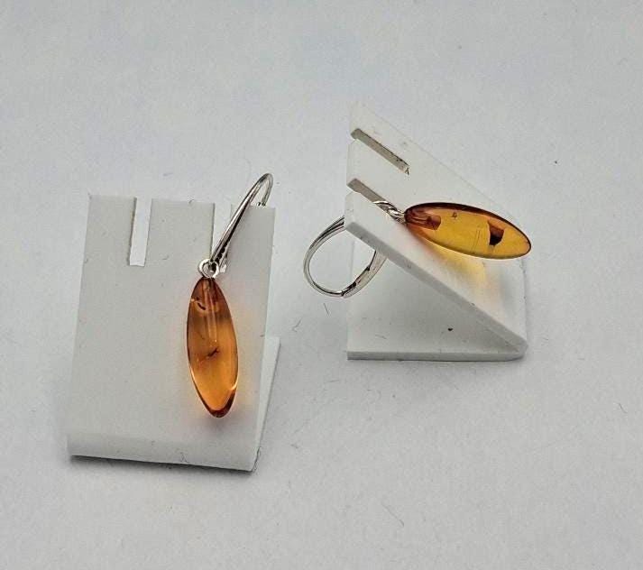 Elegante Ohrhänger mit echtem Baltischem Bernstein und Sterling Silber (925)