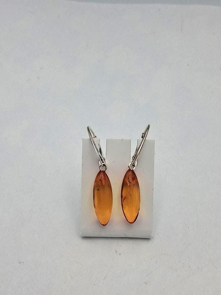 Elegante Ohrhänger mit echtem Baltischem Bernstein und Sterling Silber (925)