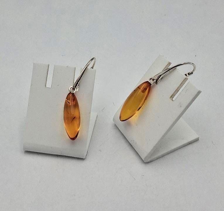 Elegante Ohrhänger mit echtem Baltischem Bernstein und Sterling Silber (925)