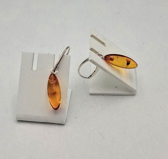Elegante Ohrhänger mit echtem Baltischem Bernstein und Sterling Silber (925)