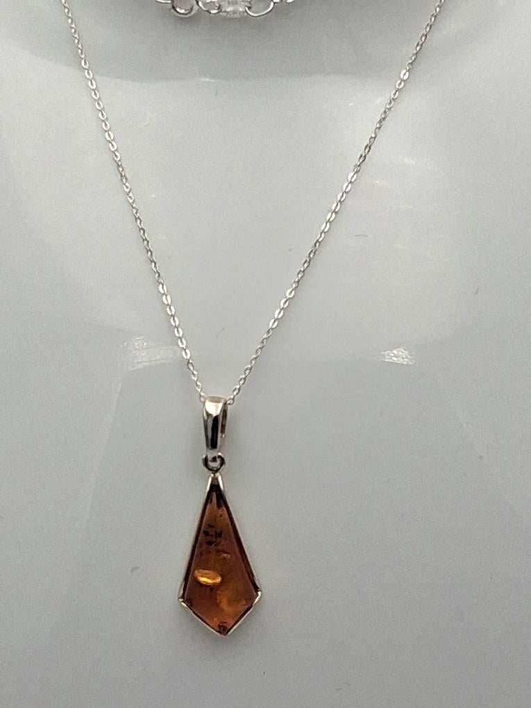 Bernstein-Anhänger (UNIKAT) | 925 Sterling Silber mit Cognac-Bernstein & Inklusion