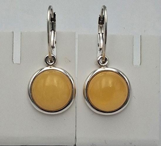 Elegante Bernstein-Ohrhänger | Zeitloses Design | 925 Sterling-Silber mit Brisur