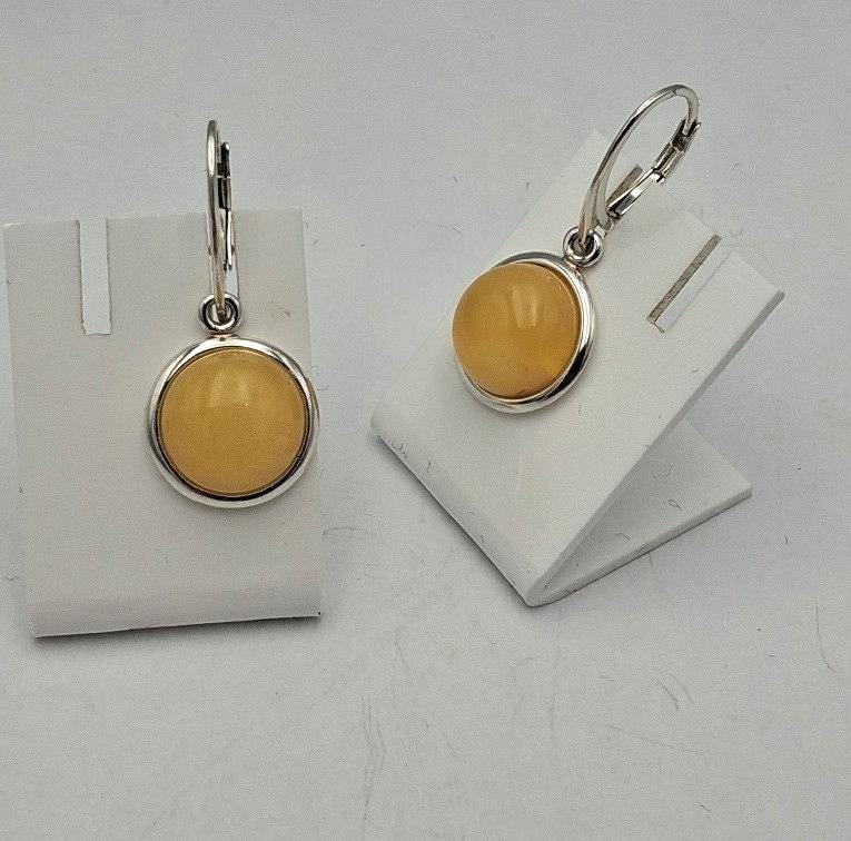 Elegante Bernstein-Ohrhänger | Zeitloses Design | 925 Sterling-Silber mit Brisur