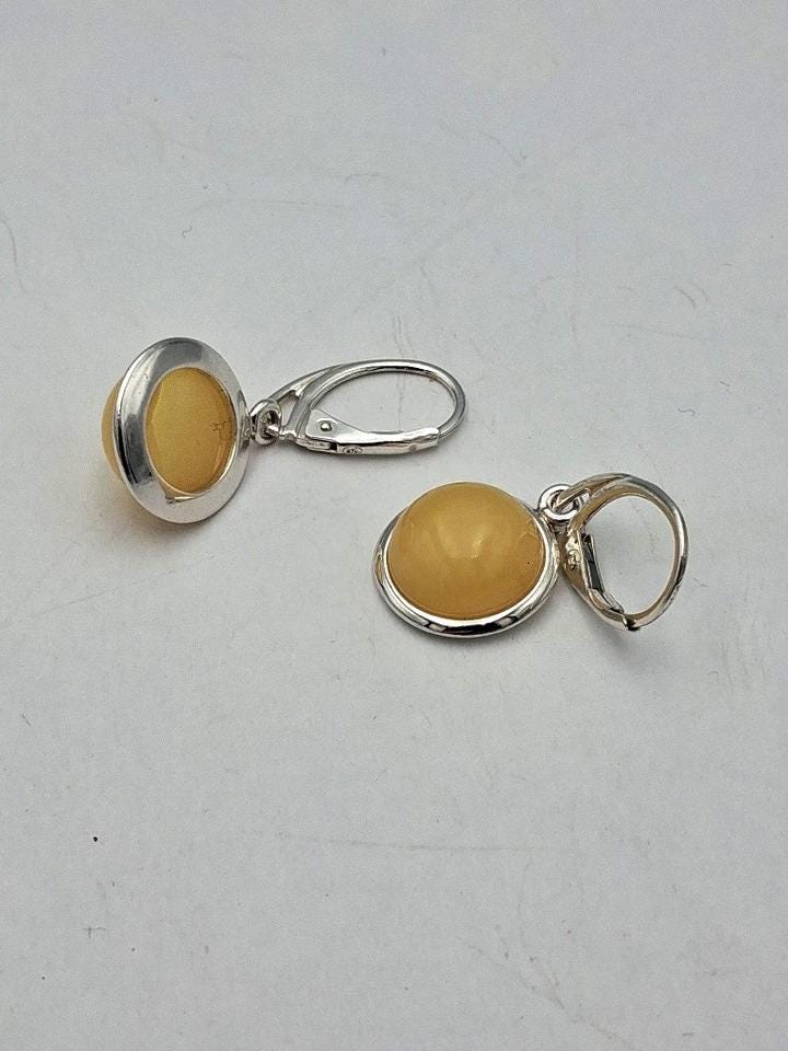 Elegante Bernstein-Ohrhänger | Zeitloses Design | 925 Sterling-Silber mit Brisur
