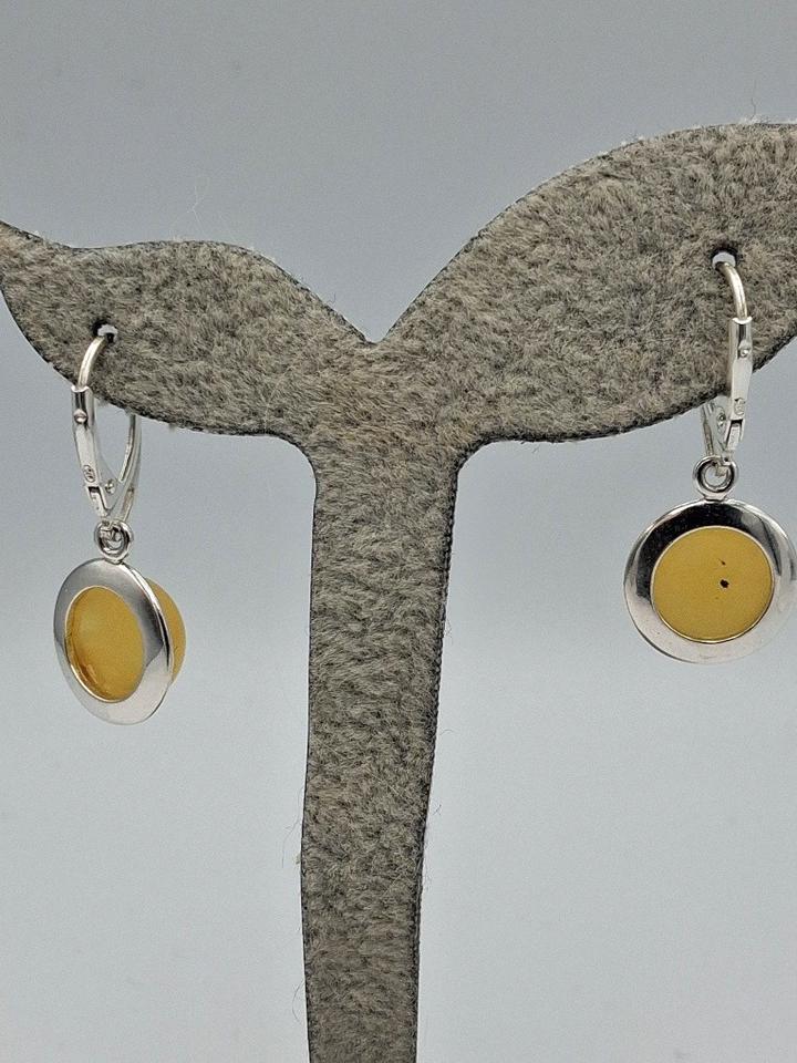 Elegante Bernstein-Ohrhänger | Zeitloses Design | 925 Sterling-Silber mit Brisur