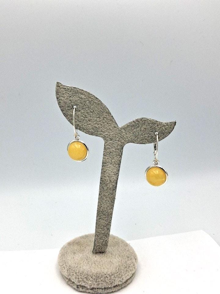 Elegante Bernstein-Ohrhänger | Zeitloses Design | 925 Sterling-Silber mit Brisur