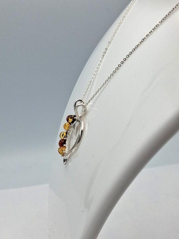 Bernstein Herz Anhänger 925 Silber Collier Kette Silberherz mit Bernstein
