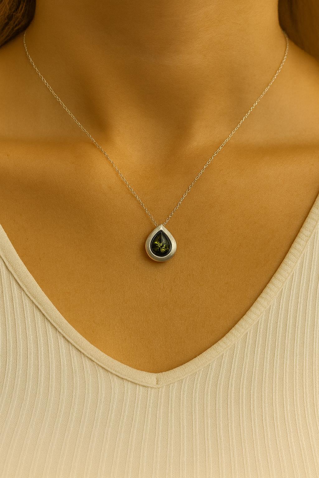 Designer Bernstein Anhänger 925 Silber Collier Kette Bernsteinanhänger Top Edel