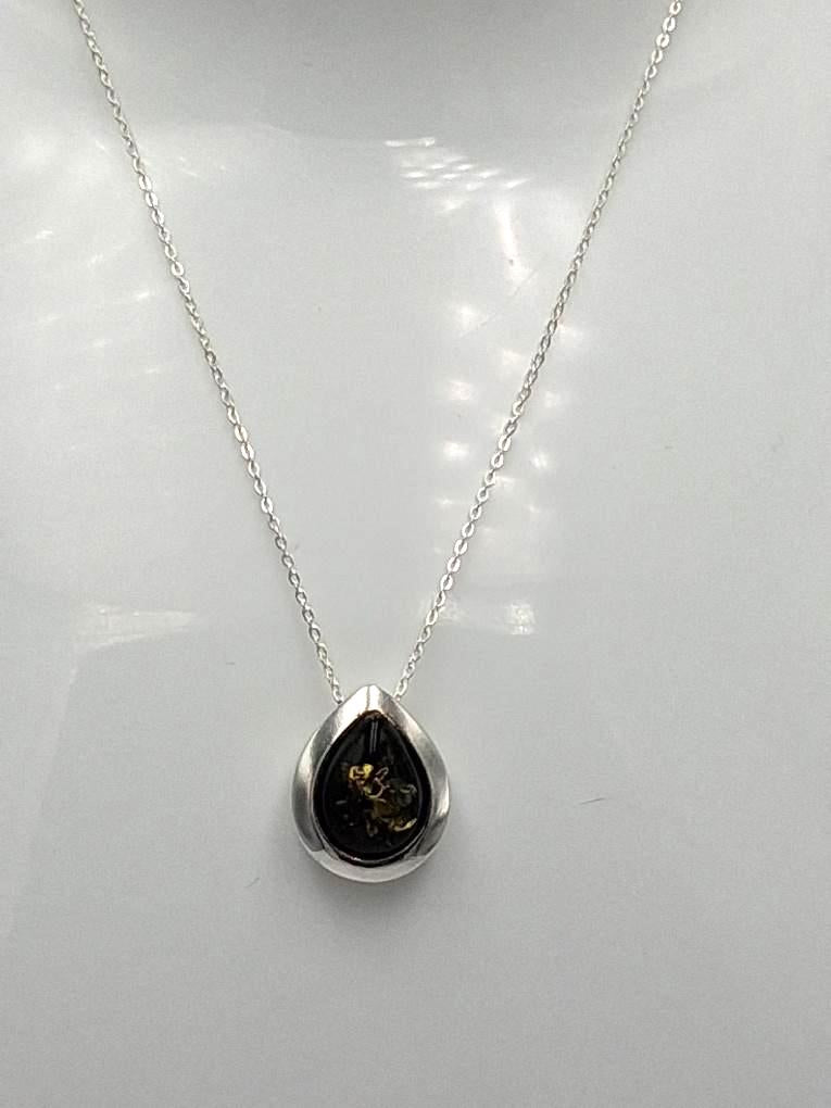 Designer Bernstein Anhänger 925 Silber Collier Kette Bernsteinanhänger Top Edel