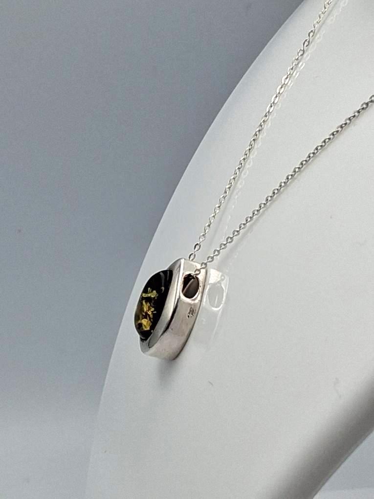 Designer Bernstein Anhänger 925 Silber Collier Kette Bernsteinanhänger Top Edel