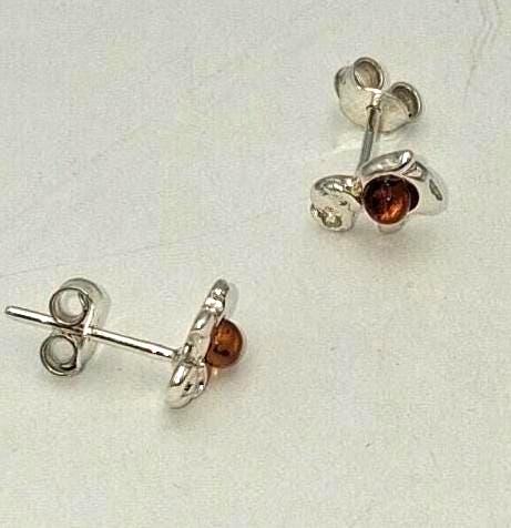 Elefanten Ohrstecker  925 Sterling Silber mit dunklem Natur-Bernstein  Tier ohrstecker für Kinder