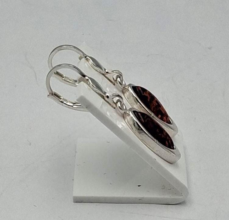 Bernstein Ohrhänger (Tropfenform/Oval)  925 Sterling Silber mit Brisur