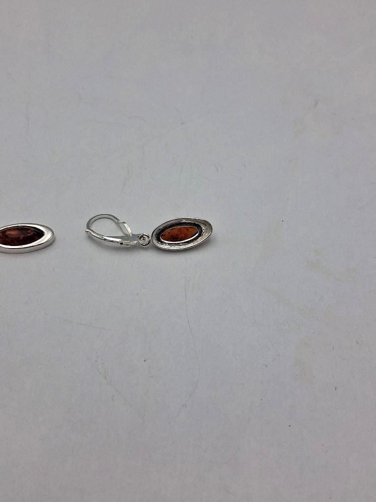 Bernstein Ohrhänger (Tropfenform/Oval)  925 Sterling Silber mit Brisur