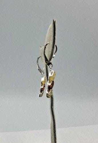 Bernstein Ohrhänger 925 Sterling Silber | Langer Ohrschmuck dreifarbig ca 4,3 gr