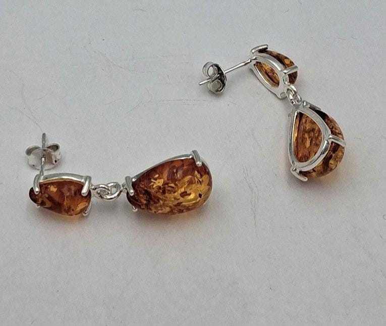 Edle Bernstein Ohrstecker 925 Silber Bernsteinohrschmuck Bernstein aus Litauen