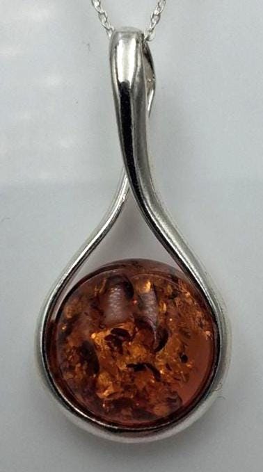 Edler Bernstein Anhänger 925 Silber Collier Kette Bernsteinschmuck aus Litauen