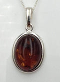 Bernstein Anhänger aus 925 Sterling Silber  Inkl. Kette 45cm aus Litauen dunkel rot brauner Bernstein
