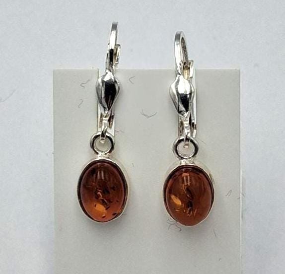 Klassische Bernstein Ohrhänger aus 925 Sterling Silber  Ovale Tropfen Bernsteine aus Litauen