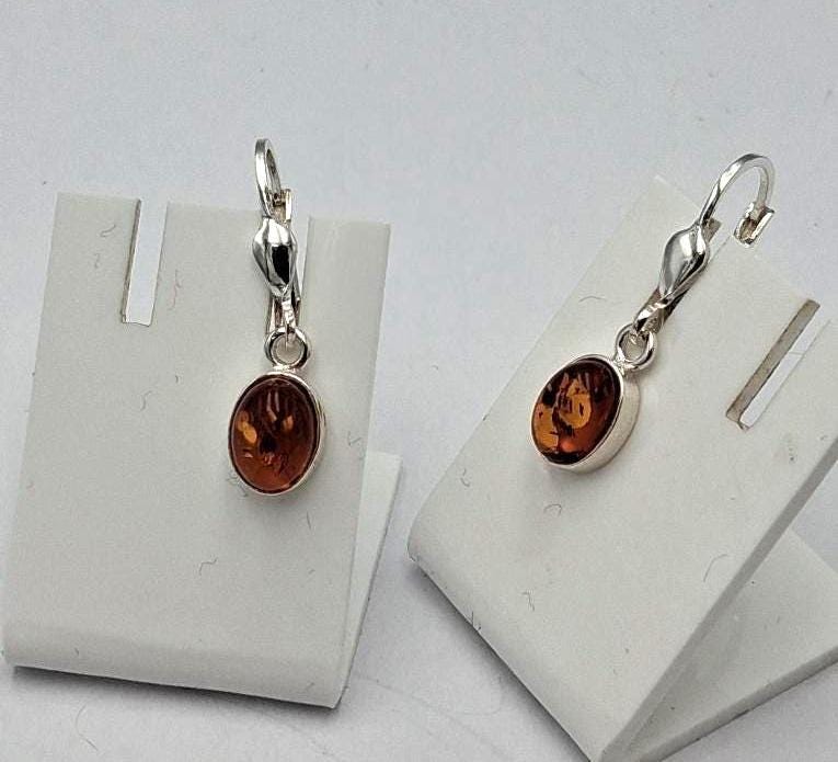 Klassische Bernstein Ohrhänger aus 925 Sterling Silber  Ovale Tropfen Bernsteine aus Litauen