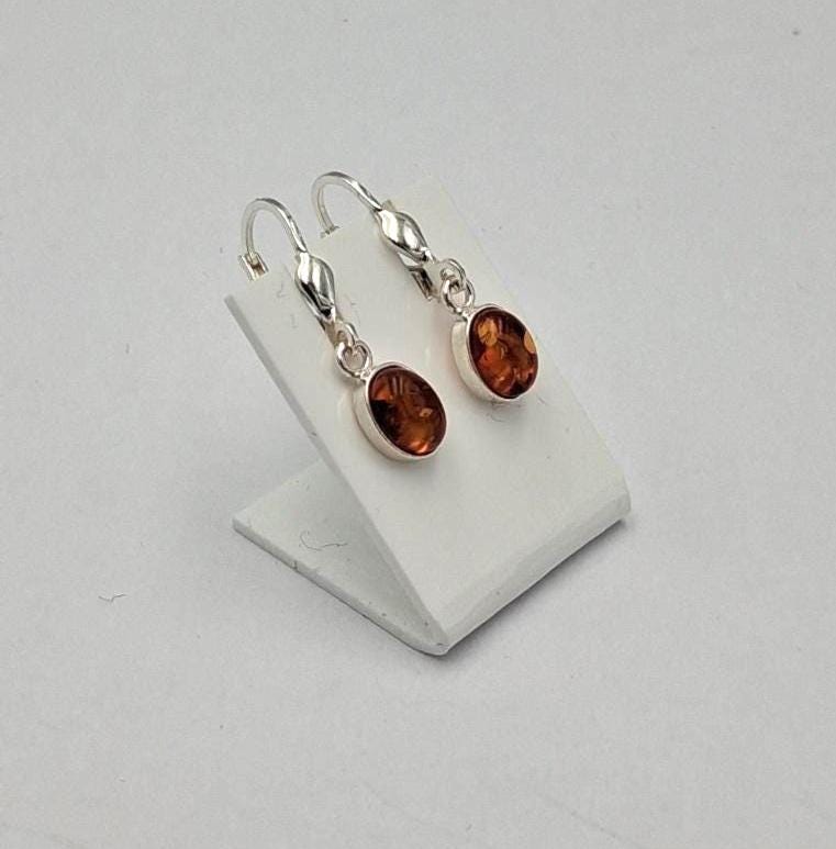 Klassische Bernstein Ohrhänger aus 925 Sterling Silber  Ovale Tropfen Bernsteine aus Litauen