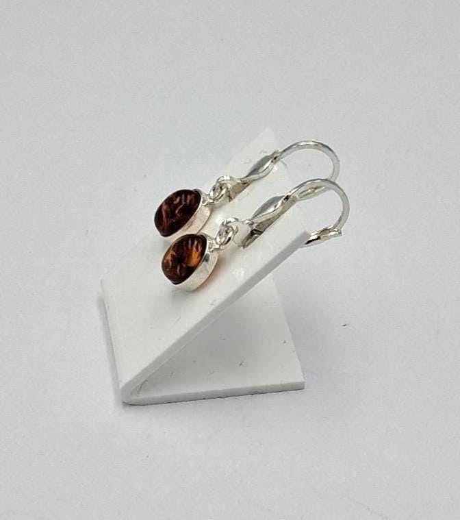 Klassische Bernstein Ohrhänger aus 925 Sterling Silber  Ovale Tropfen Bernsteine aus Litauen