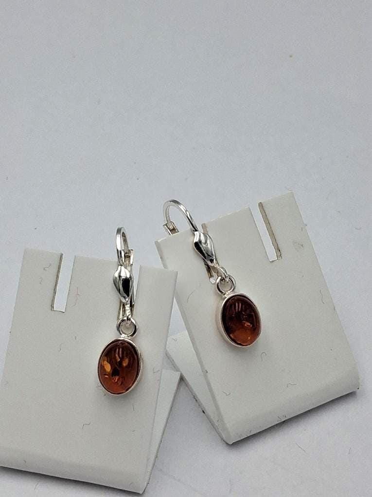 Klassische Bernstein Ohrhänger aus 925 Sterling Silber  Ovale Tropfen Bernsteine aus Litauen