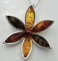 Blumen Anhänger 925 Silber Collier Kette Bernstein aus Letland drei verschiedene Farben von Bernstein aus dem Baltikum Edel