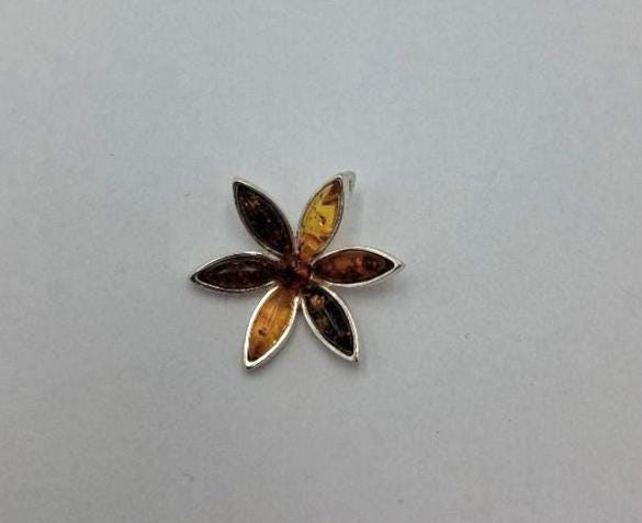 Blumen Anhänger 925 Silber Collier Kette Bernstein aus Letland drei verschiedene Farben von Bernstein aus dem Baltikum Edel
