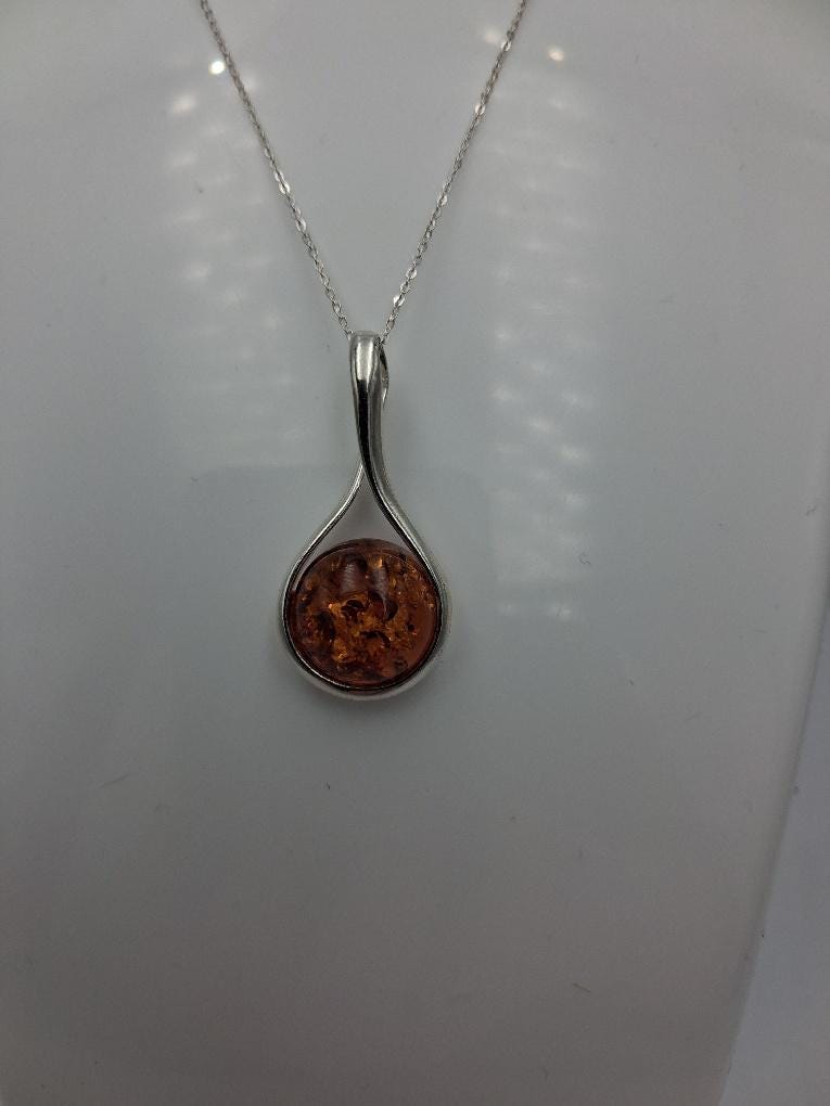 Edler Bernstein Anhänger 925 Silber Collier Kette Bernsteinschmuck aus Litauen