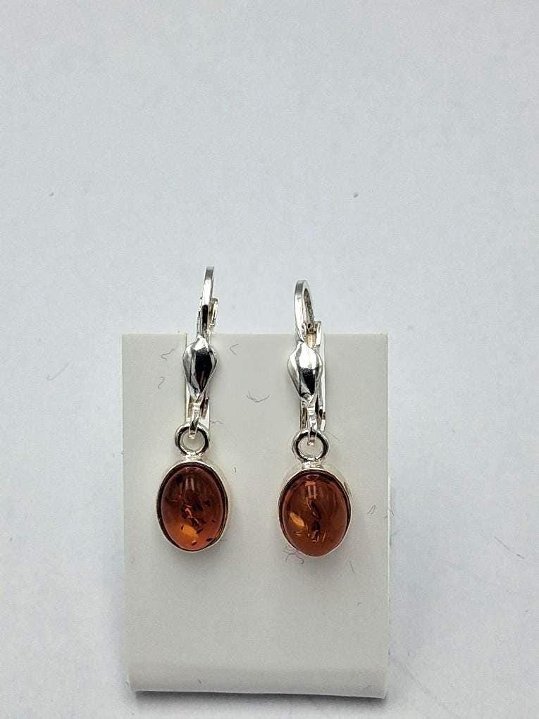 Klassische Bernstein Ohrhänger aus 925 Sterling Silber  Ovale Tropfen Bernsteine aus Litauen