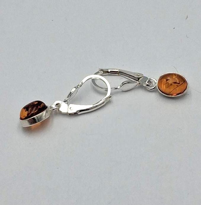 Klassische Bernstein Ohrhänger aus 925 Sterling Silber  Ovale Tropfen Bernsteine aus Litauen
