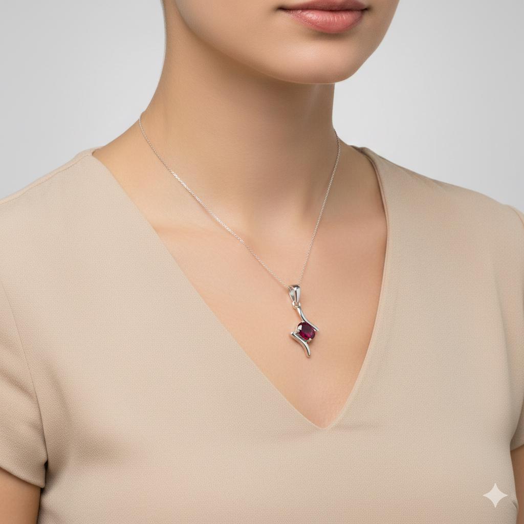 0,72 Carat Rhodolith Anhänger 925  Silber  Rhodolith Granat Schmuck