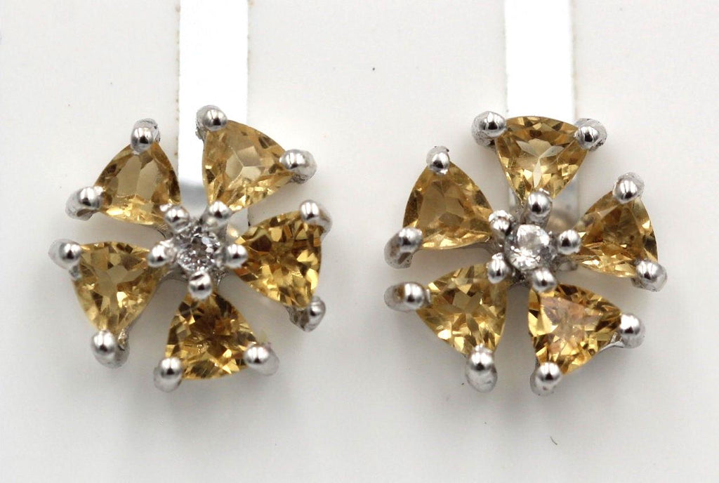 Edle 1,47 Carat Citrin Ohrstecker 925  Silber Ohrschmuck goldgelber Citrin top