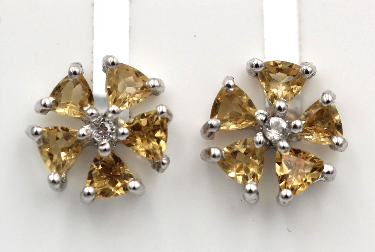 Edle 1,47 Carat Citrin Ohrstecker 925  Silber Ohrschmuck goldgelber Citrin top