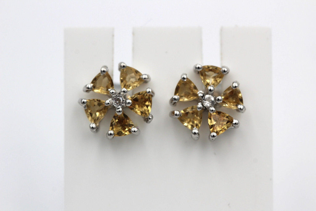 Edle 1,47 Carat Citrin Ohrstecker 925  Silber Ohrschmuck goldgelber Citrin top