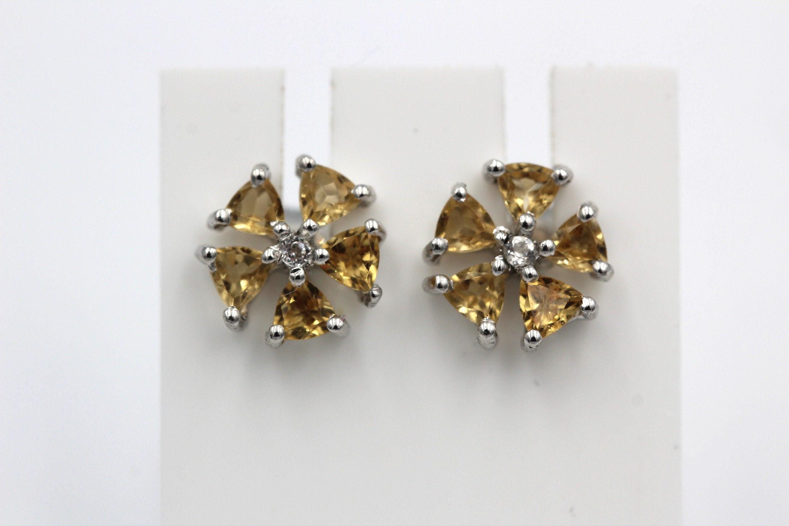 Edle 1,47 Carat Citrin Ohrstecker 925  Silber Ohrschmuck goldgelber Citrin top