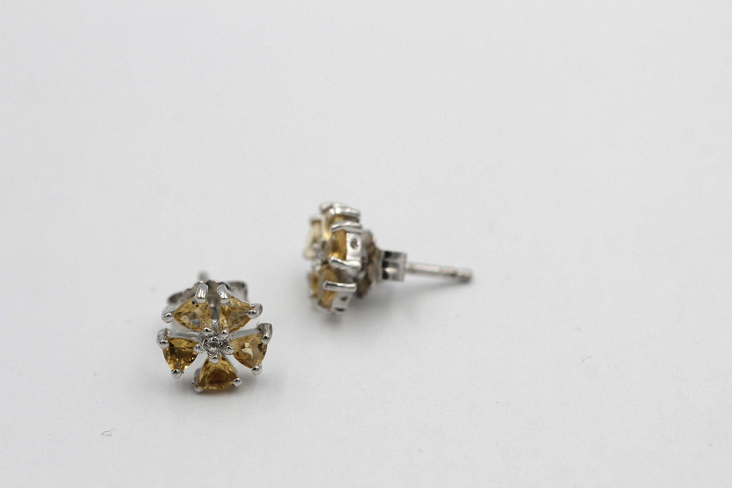 Edle 1,47 Carat Citrin Ohrstecker 925  Silber Ohrschmuck goldgelber Citrin top