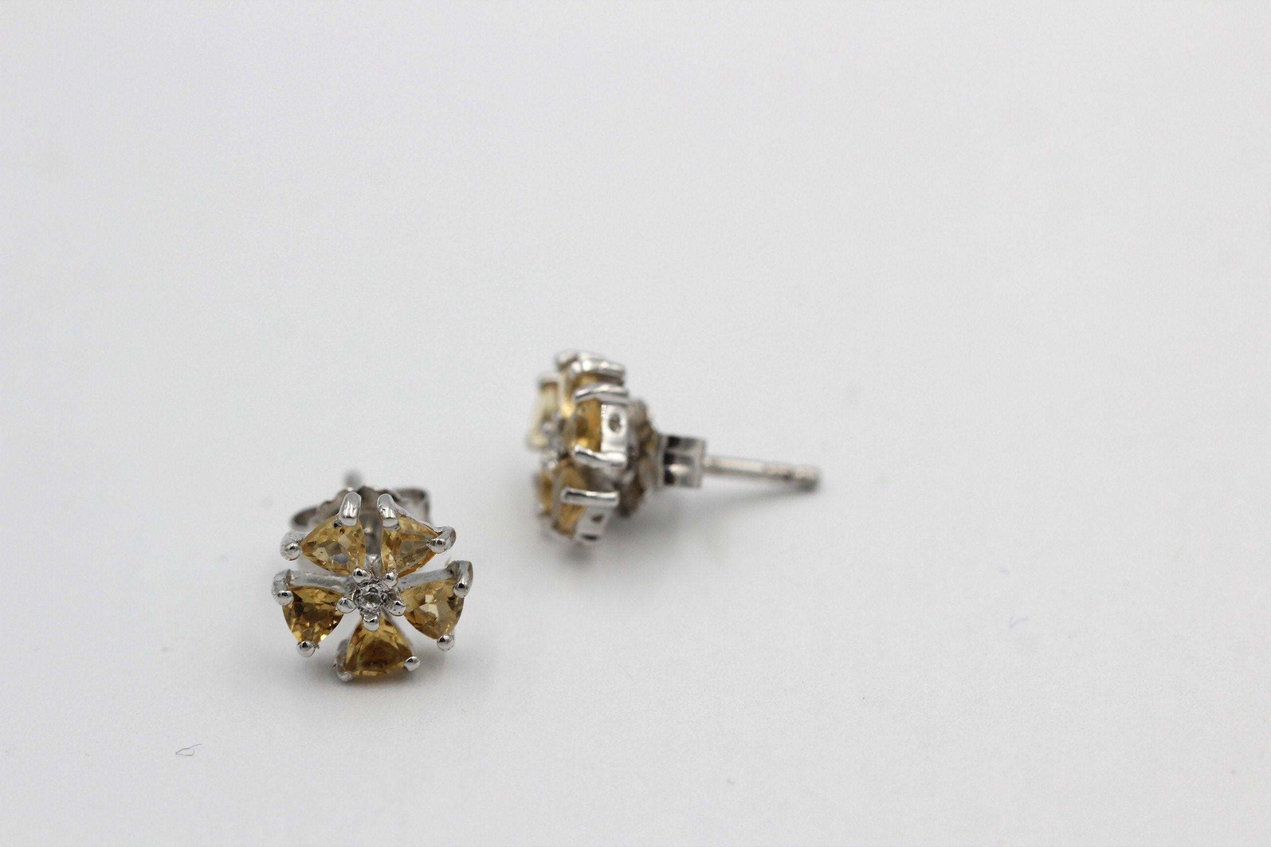 Edle 1,47 Carat Citrin Ohrstecker 925  Silber Ohrschmuck goldgelber Citrin top