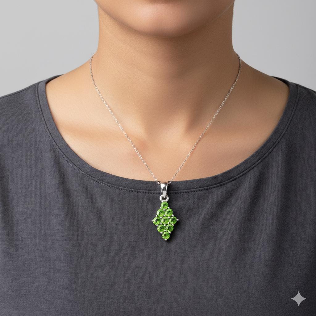 1,75 Carat Chromdiopsid Anhänger 925 Silber  Chrom Diopsid Selten