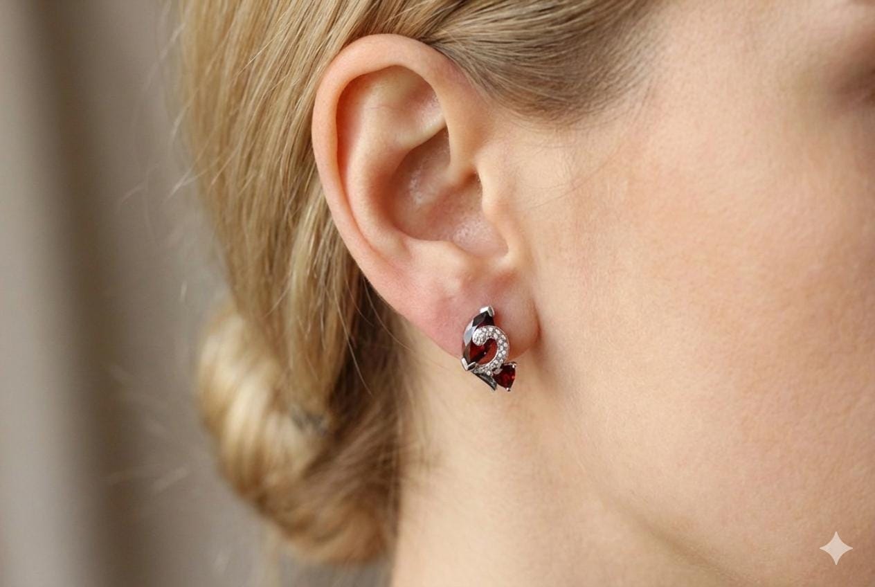 Edle ca 3,0 Carat Granat weisstopas Ohrhanger 925  Schmuck Top Edel weisser Topas