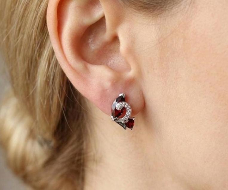 Edle ca 3,0 Carat Granat weisstopas Ohrhanger 925  Schmuck Top Edel weisser Topas